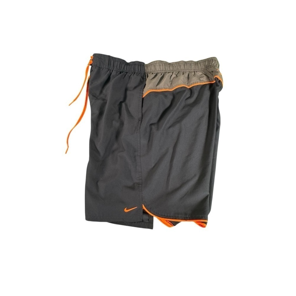 Nike XL Swim Trunks Navy Blue Gray Orange Split Board Shorts Mesh Liner Men's